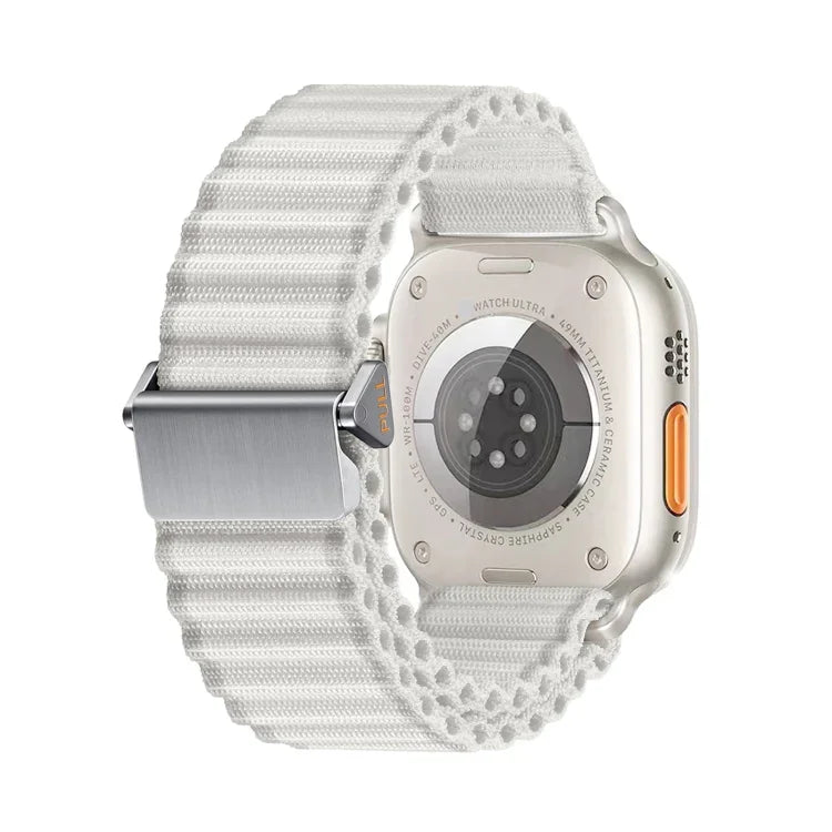 Correia de Relógio Trançada de Nylon com Fivela Magnética Off Road, Para Apple Watch SE 2023 44mm, Para Apple Watch SE 2023 40mm, Para Apple Watch Ultra 2 49mm, Para Apple Watch Série 9 45mm, Para Apple Watch Série 9 41mm, Para Apple Watch Ultra 49mm