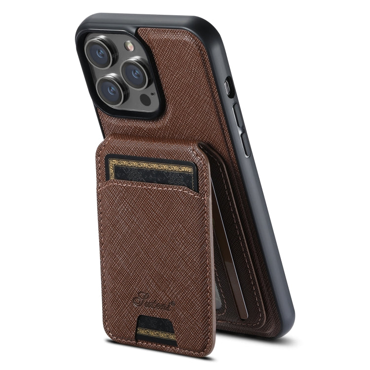 Capa de telemóvel em pele Suteni H18 Cross Grain com carteira MagSafe, para iPhone 13 Pro Max, para iPhone 13 Pro, para iPhone 13, para iPhone 12, para iPhone 12 Pro Max, para iPhone 12 Pro