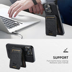 Capa de telemóvel em pele Suteni H18 Cross Grain com carteira MagSafe, para iPhone 13 Pro Max, para iPhone 13 Pro, para iPhone 13, para iPhone 12, para iPhone 12 Pro Max, para iPhone 12 Pro
