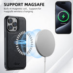 Capa de telemóvel em pele Suteni H18 Cross Grain com carteira MagSafe, para iPhone 13 Pro Max, para iPhone 13 Pro, para iPhone 13, para iPhone 12, para iPhone 12 Pro Max, para iPhone 12 Pro