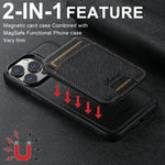 Capa de telemóvel em pele Suteni H18 Cross Grain com carteira MagSafe, para iPhone 13 Pro Max, para iPhone 13 Pro, para iPhone 13, para iPhone 12, para iPhone 12 Pro Max, para iPhone 12 Pro