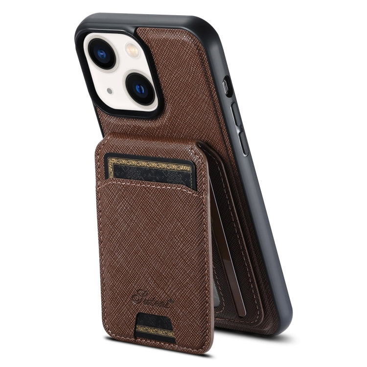 Capa de telemóvel em pele Suteni H18 Cross Grain com carteira MagSafe, para iPhone 13 Pro Max, para iPhone 13 Pro, para iPhone 13, para iPhone 12, para iPhone 12 Pro Max, para iPhone 12 Pro