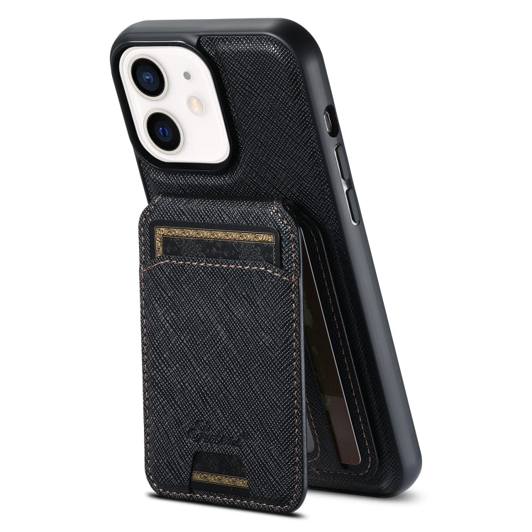 Capa de telemóvel em pele Suteni H18 Cross Grain com carteira MagSafe, para iPhone 13 Pro Max, para iPhone 13 Pro, para iPhone 13, para iPhone 12, para iPhone 12 Pro Max, para iPhone 12 Pro