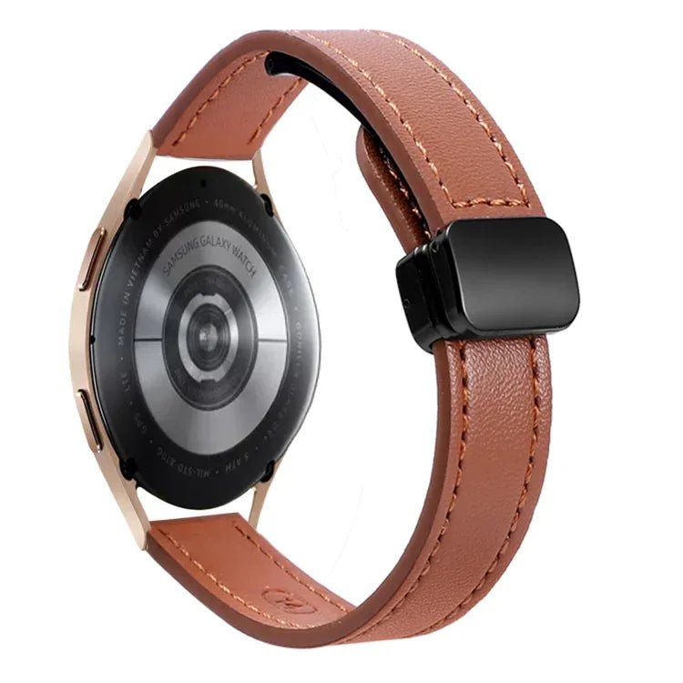 Pulseira de Relógio em Pele Microfibra com Fivela Magnética Slim 20mm, Para Samsung Galaxy Watch 4  40 / 44mm, Para Samsung Galaxy Watch 4 Classic 42 / 46mm