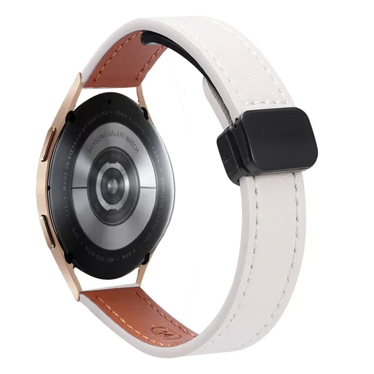 Pulseira de Relógio em Pele Microfibra com Fivela Magnética Slim 20mm, Para Samsung Galaxy Watch 4  40 / 44mm, Para Samsung Galaxy Watch 4 Classic 42 / 46mm