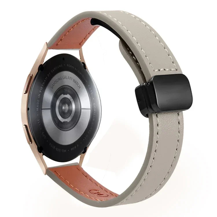 Pulseira de Relógio em Pele Microfibra com Fivela Magnética Slim 20mm, Para Samsung Galaxy Watch 4  40 / 44mm, Para Samsung Galaxy Watch 4 Classic 42 / 46mm