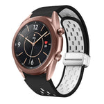 Two Color Magnetic Folding Silver Buckle Silicone Watch Band, For Samsung Galaxy Watch 3 41mm, For Samsung Galaxy Watch Active, For Samsung Galaxy Watch 42mm, For Samsung Gear S2 Classic