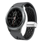Two Color Magnetic Folding Silver Buckle Silicone Watch Band, For Samsung Galaxy Watch 3 41mm, For Samsung Galaxy Watch Active, For Samsung Galaxy Watch 42mm, For Samsung Gear S2 Classic