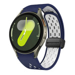 Two Color Magnetic Folding Black Buckle Silicone Watch Band, For Samsung Galaxy Watch 7 40 / 44mm, For Samsung Galaxy Watch 5 40 / 44mm, For Samsung Galaxy Watch 4 40 / 44mm, For Samsung Galaxy Watch 4 Classic 42 / 46mm