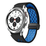 Two Color Magnetic Folding Black Buckle Silicone Watch Band, For Samsung Galaxy Watch 7 40 / 44mm, For Samsung Galaxy Watch 5 40 / 44mm, For Samsung Galaxy Watch 4 40 / 44mm, For Samsung Galaxy Watch 4 Classic 42 / 46mm