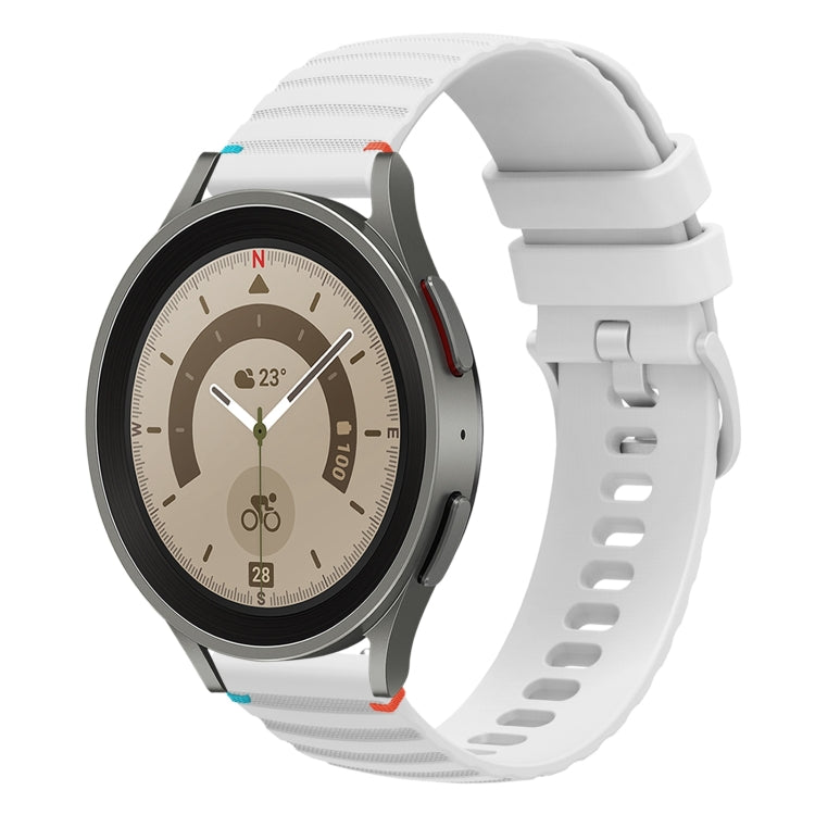 Correia de relógio em silicone com pontos ondulados e costurados de 20mm, para Samsung Galaxy Watch 5 40 / 44mm, para Samsung Galaxy Watch 5 Pro 45mm, para Samsung Galaxy Watch 4 40 / 44mm, para Samsung Galaxy Watch 4 Classic 42 / 46mm