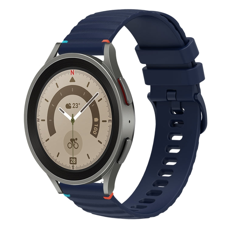 Correia de relógio em silicone com pontos ondulados e costurados de 20mm, para Samsung Galaxy Watch 5 40 / 44mm, para Samsung Galaxy Watch 5 Pro 45mm, para Samsung Galaxy Watch 4 40 / 44mm, para Samsung Galaxy Watch 4 Classic 42 / 46mm
