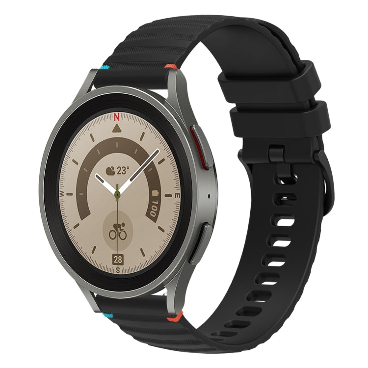 Correia de relógio em silicone com pontos ondulados e costurados de 20mm, para Samsung Galaxy Watch 5 40 / 44mm, para Samsung Galaxy Watch 5 Pro 45mm, para Samsung Galaxy Watch 4 40 / 44mm, para Samsung Galaxy Watch 4 Classic 42 / 46mm