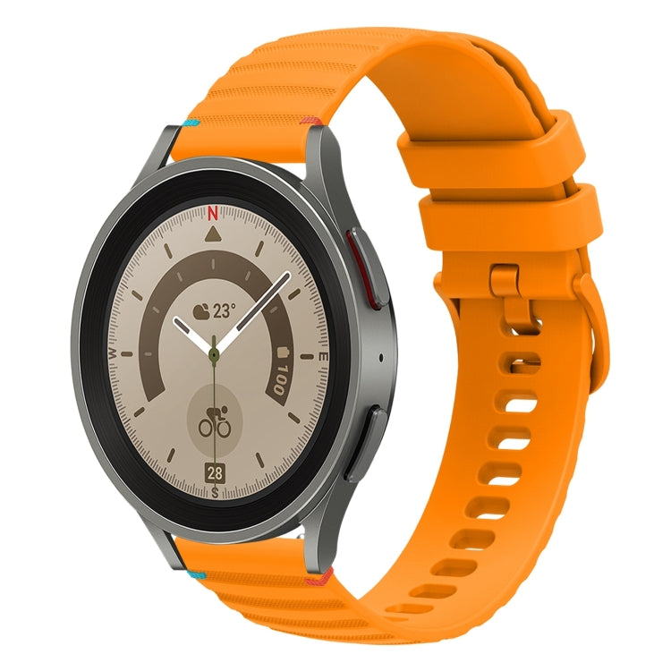 Correia de relógio em silicone com pontos ondulados e costurados de 20mm, para Samsung Galaxy Watch 5 40 / 44mm, para Samsung Galaxy Watch 5 Pro 45mm, para Samsung Galaxy Watch 4 40 / 44mm, para Samsung Galaxy Watch 4 Classic 42 / 46mm