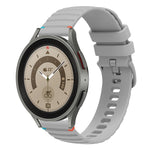 Correia de relógio em silicone com pontos ondulados e costurados de 20mm, para Samsung Galaxy Watch 5 40 / 44mm, para Samsung Galaxy Watch 5 Pro 45mm, para Samsung Galaxy Watch 4 40 / 44mm, para Samsung Galaxy Watch 4 Classic 42 / 46mm