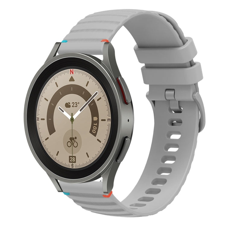 Correia de relógio em silicone com pontos ondulados e costurados de 20mm, para Samsung Galaxy Watch 5 40 / 44mm, para Samsung Galaxy Watch 5 Pro 45mm, para Samsung Galaxy Watch 4 40 / 44mm, para Samsung Galaxy Watch 4 Classic 42 / 46mm