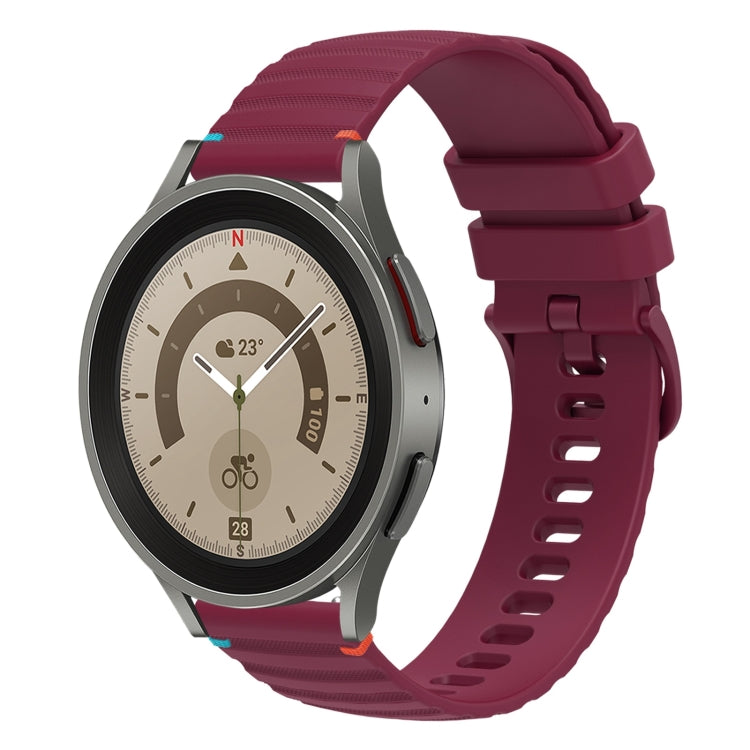 Correia de relógio em silicone com pontos ondulados e costurados de 20mm, para Samsung Galaxy Watch 5 40 / 44mm, para Samsung Galaxy Watch 5 Pro 45mm, para Samsung Galaxy Watch 4 40 / 44mm, para Samsung Galaxy Watch 4 Classic 42 / 46mm