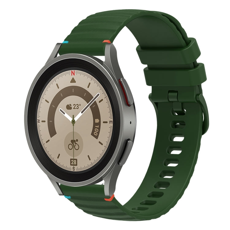 Correia de relógio em silicone com pontos ondulados e costurados de 20mm, para Samsung Galaxy Watch 5 40 / 44mm, para Samsung Galaxy Watch 5 Pro 45mm, para Samsung Galaxy Watch 4 40 / 44mm, para Samsung Galaxy Watch 4 Classic 42 / 46mm