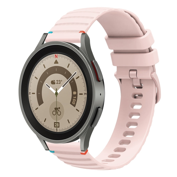 Correia de relógio em silicone com pontos ondulados e costurados de 20mm, para Samsung Galaxy Watch 5 40 / 44mm, para Samsung Galaxy Watch 5 Pro 45mm, para Samsung Galaxy Watch 4 40 / 44mm, para Samsung Galaxy Watch 4 Classic 42 / 46mm