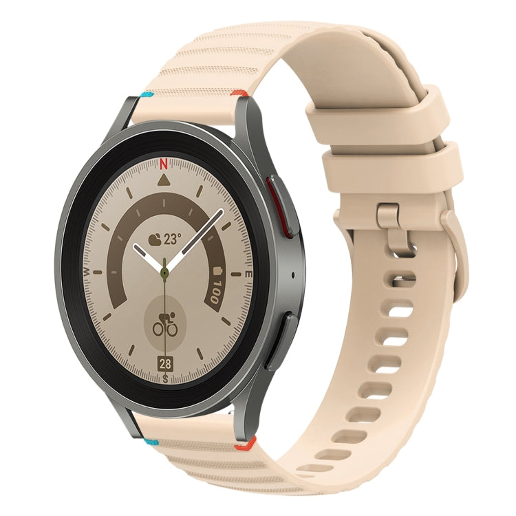 Correia de relógio em silicone com pontos ondulados e costurados de 20mm, para Samsung Galaxy Watch 5 40 / 44mm, para Samsung Galaxy Watch 5 Pro 45mm, para Samsung Galaxy Watch 4 40 / 44mm, para Samsung Galaxy Watch 4 Classic 42 / 46mm
