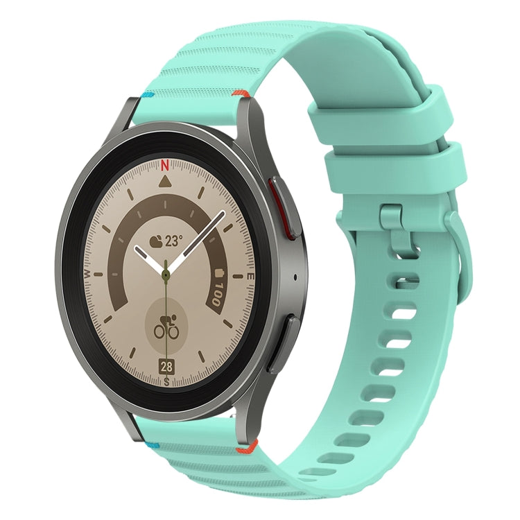 Correia de relógio em silicone com pontos ondulados e costurados de 20mm, para Samsung Galaxy Watch 5 40 / 44mm, para Samsung Galaxy Watch 5 Pro 45mm, para Samsung Galaxy Watch 4 40 / 44mm, para Samsung Galaxy Watch 4 Classic 42 / 46mm