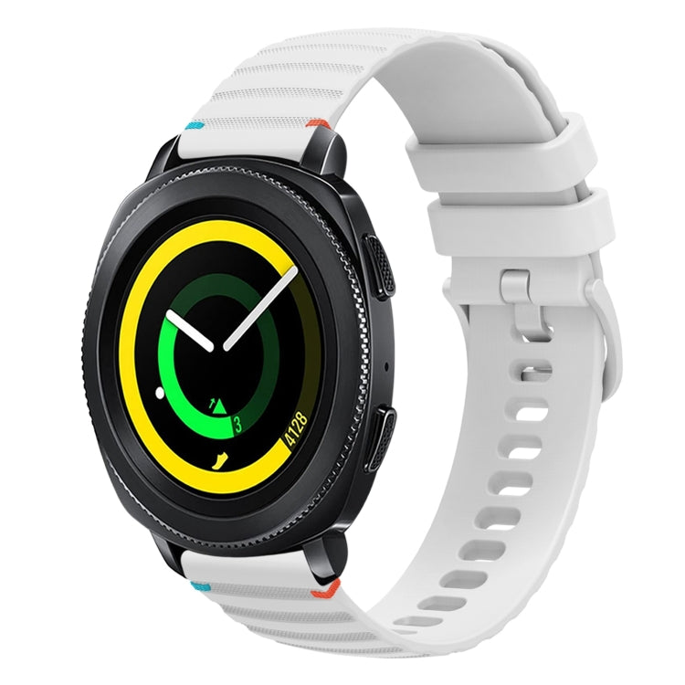 Correia de relógio em silicone com pontos ondulados e costurados de 20mm, para Samsung Galaxy Gear Sport, para Samsung Galaxy Watch Active 2, para Samsung Galaxy Watch3 41mm, para Samsung Galaxy Watch Active