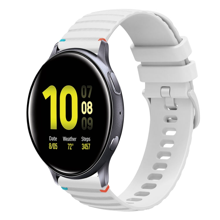 Correia de relógio em silicone com pontos ondulados e costurados de 20mm, para Samsung Galaxy Gear Sport, para Samsung Galaxy Watch Active 2, para Samsung Galaxy Watch3 41mm, para Samsung Galaxy Watch Active