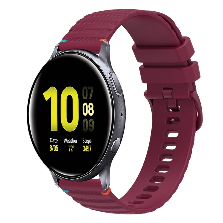 Correia de relógio em silicone com pontos ondulados e costurados de 20mm, para Samsung Galaxy Gear Sport, para Samsung Galaxy Watch Active 2, para Samsung Galaxy Watch3 41mm, para Samsung Galaxy Watch Active