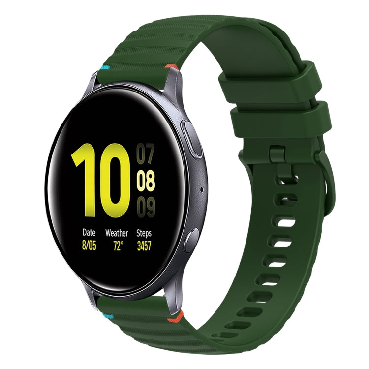 Correia de relógio em silicone com pontos ondulados e costurados de 20mm, para Samsung Galaxy Gear Sport, para Samsung Galaxy Watch Active 2, para Samsung Galaxy Watch3 41mm, para Samsung Galaxy Watch Active