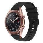 Correia de relógio em silicone com pontos ondulados e costurados de 20mm, para Samsung Galaxy Gear Sport, para Samsung Galaxy Watch Active 2, para Samsung Galaxy Watch3 41mm, para Samsung Galaxy Watch Active