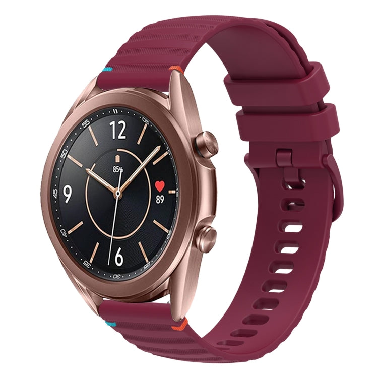 Correia de relógio em silicone com pontos ondulados e costurados de 20mm, para Samsung Galaxy Gear Sport, para Samsung Galaxy Watch Active 2, para Samsung Galaxy Watch3 41mm, para Samsung Galaxy Watch Active