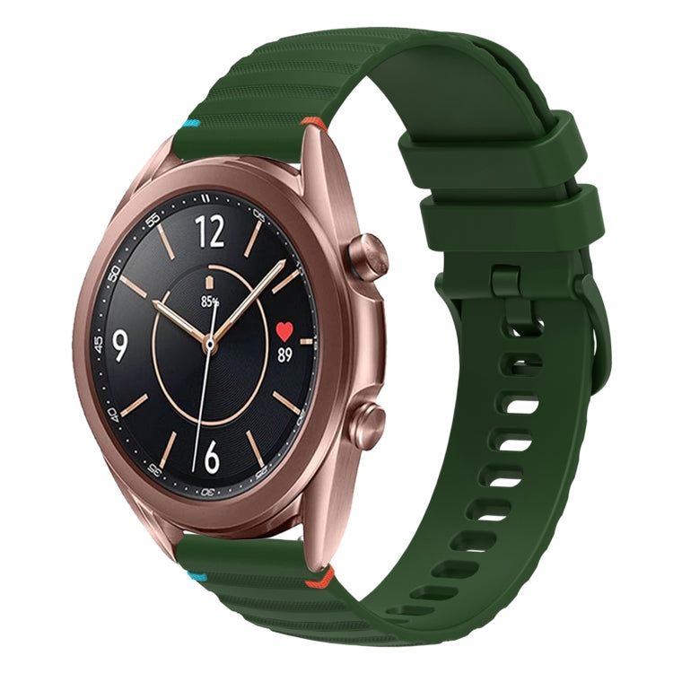 Correia de relógio em silicone com pontos ondulados e costurados de 20mm, para Samsung Galaxy Gear Sport, para Samsung Galaxy Watch Active 2, para Samsung Galaxy Watch3 41mm, para Samsung Galaxy Watch Active