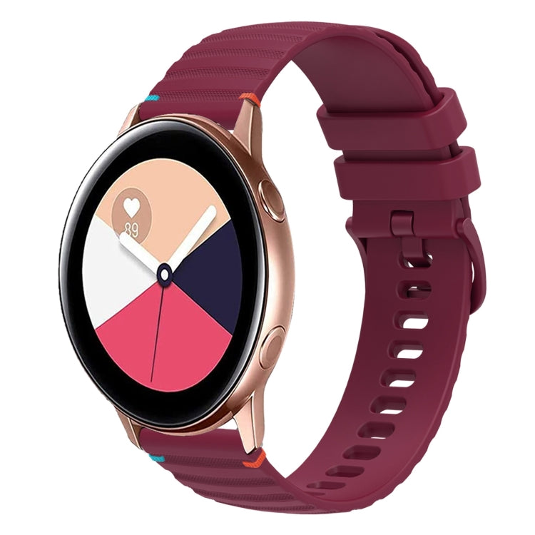 Correia de relógio em silicone com pontos ondulados e costurados de 20mm, para Samsung Galaxy Gear Sport, para Samsung Galaxy Watch Active 2, para Samsung Galaxy Watch3 41mm, para Samsung Galaxy Watch Active