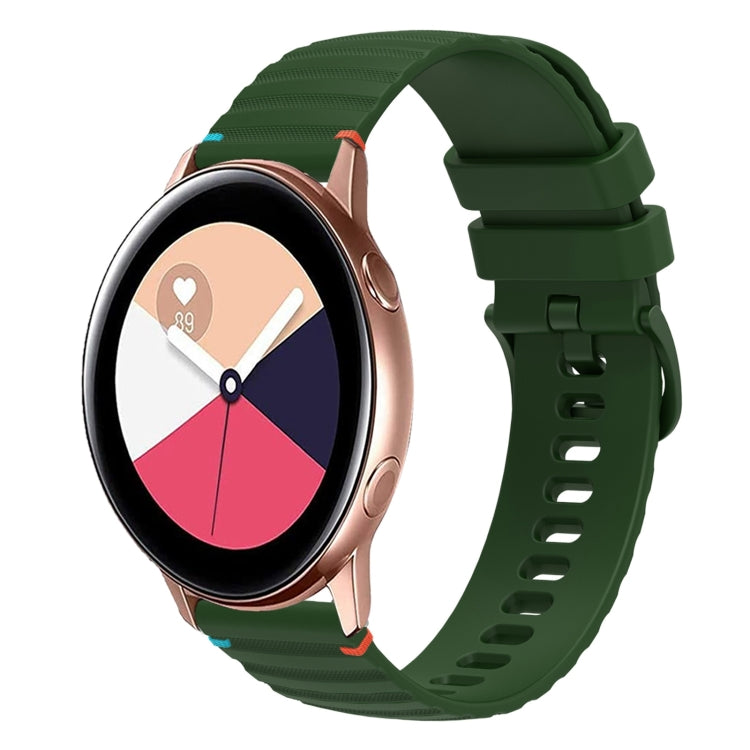 Correia de relógio em silicone com pontos ondulados e costurados de 20mm, para Samsung Galaxy Gear Sport, para Samsung Galaxy Watch Active 2, para Samsung Galaxy Watch3 41mm, para Samsung Galaxy Watch Active