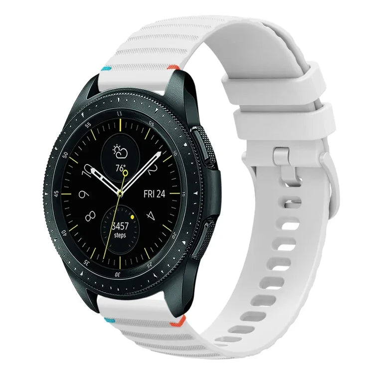 Correia de Relógio em Silicone 20mm com Padrão Ondulado Pontilhado e Costura, para Samsung Galaxy Watch 42mm, para Samsung Gear S2 Classic