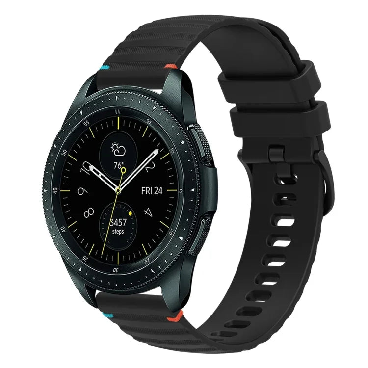 Correia de Relógio em Silicone 20mm com Padrão Ondulado Pontilhado e Costura, para Samsung Galaxy Watch 42mm, para Samsung Gear S2 Classic