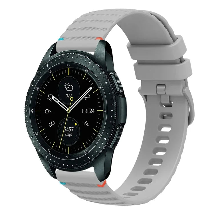 Correia de Relógio em Silicone 20mm com Padrão Ondulado Pontilhado e Costura, para Samsung Galaxy Watch 42mm, para Samsung Gear S2 Classic