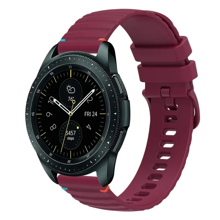 Correia de Relógio em Silicone 20mm com Padrão Ondulado Pontilhado e Costura, para Samsung Galaxy Watch 42mm, para Samsung Gear S2 Classic