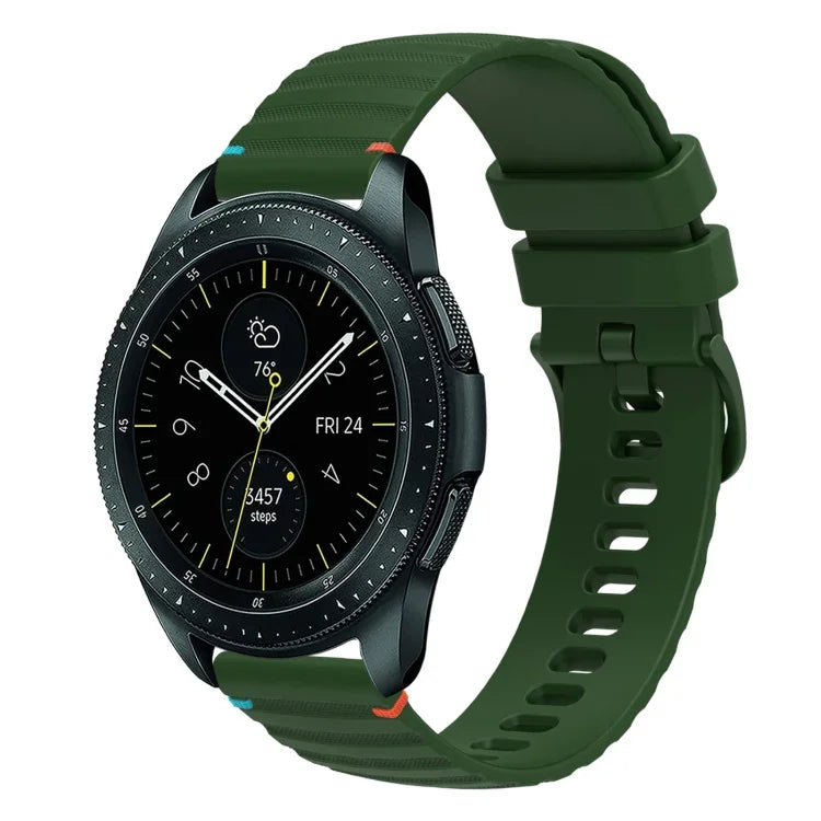 Correia de Relógio em Silicone 20mm com Padrão Ondulado Pontilhado e Costura, para Samsung Galaxy Watch 42mm, para Samsung Gear S2 Classic