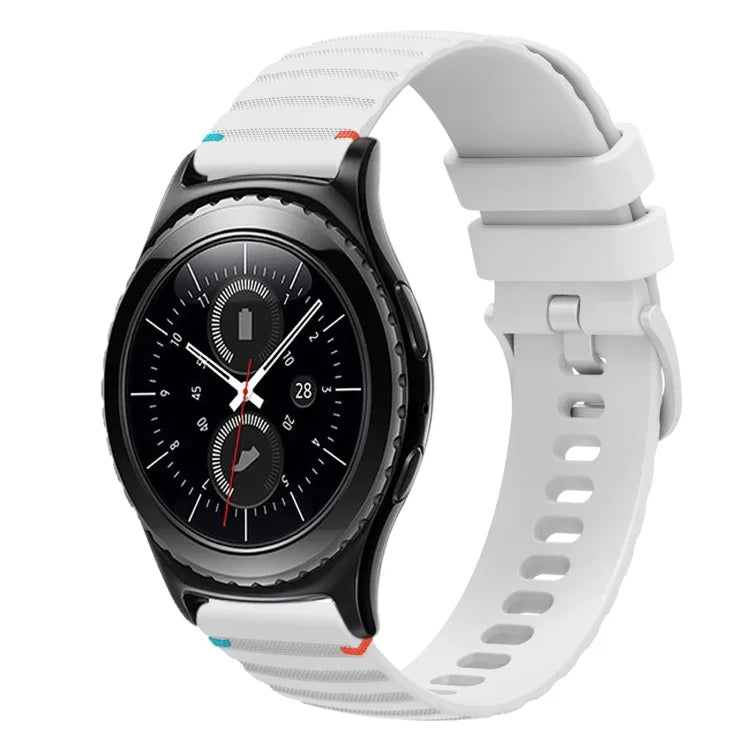 Correia de Relógio em Silicone 20mm com Padrão Ondulado Pontilhado e Costura, para Samsung Galaxy Watch 42mm, para Samsung Gear S2 Classic