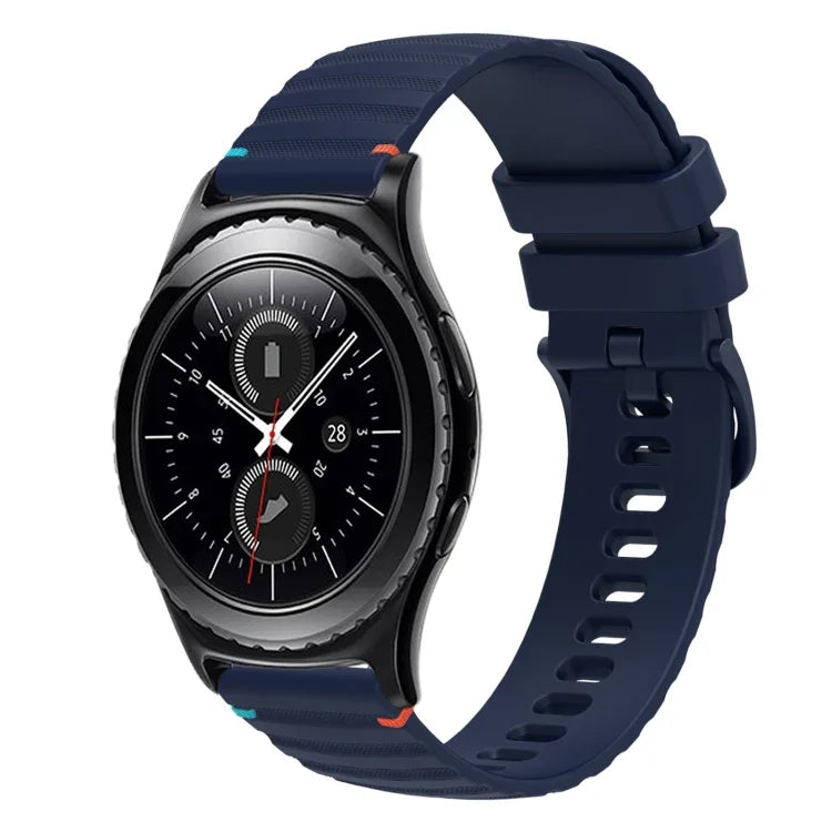 Correia de Relógio em Silicone 20mm com Padrão Ondulado Pontilhado e Costura, para Samsung Galaxy Watch 42mm, para Samsung Gear S2 Classic