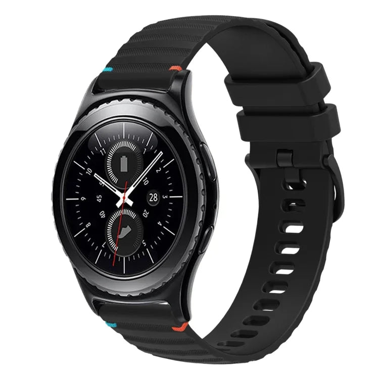 Correia de Relógio em Silicone 20mm com Padrão Ondulado Pontilhado e Costura, para Samsung Galaxy Watch 42mm, para Samsung Gear S2 Classic