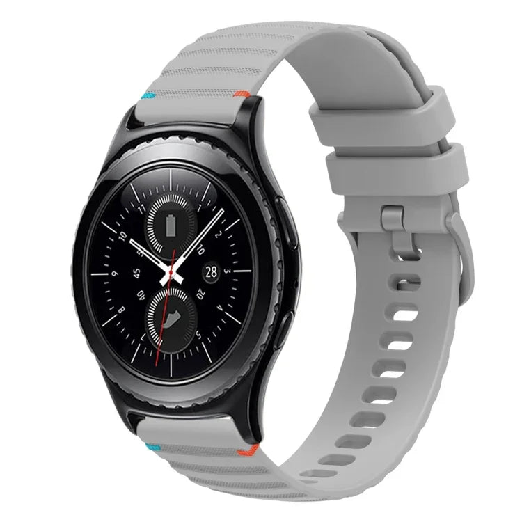 Correia de Relógio em Silicone 20mm com Padrão Ondulado Pontilhado e Costura, para Samsung Galaxy Watch 42mm, para Samsung Gear S2 Classic