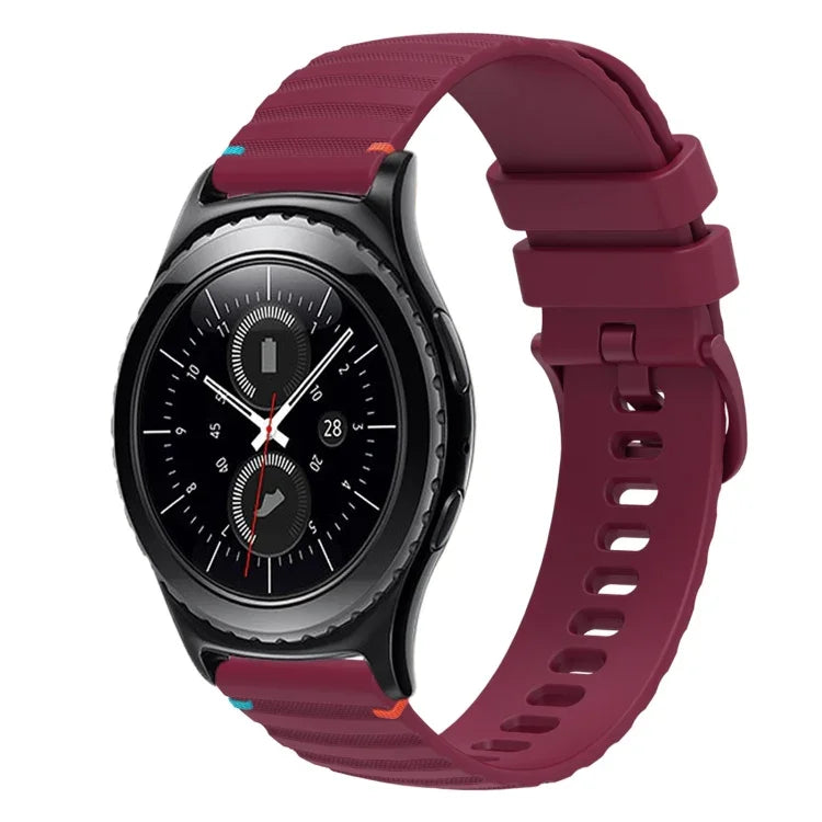 Correia de Relógio em Silicone 20mm com Padrão Ondulado Pontilhado e Costura, para Samsung Galaxy Watch 42mm, para Samsung Gear S2 Classic