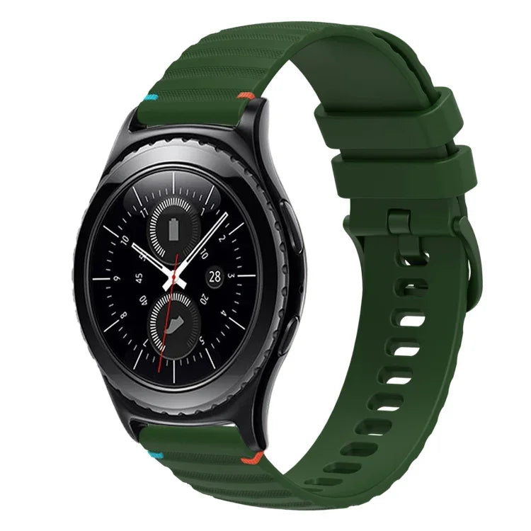 Correia de Relógio em Silicone 20mm com Padrão Ondulado Pontilhado e Costura, para Samsung Galaxy Watch 42mm, para Samsung Gear S2 Classic