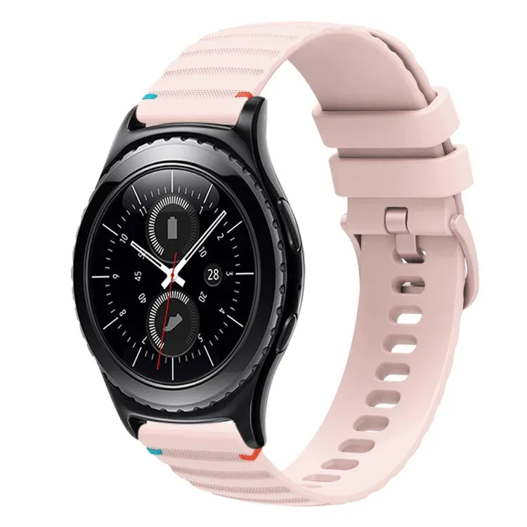 Correia de Relógio em Silicone 20mm com Padrão Ondulado Pontilhado e Costura, para Samsung Galaxy Watch 42mm, para Samsung Gear S2 Classic