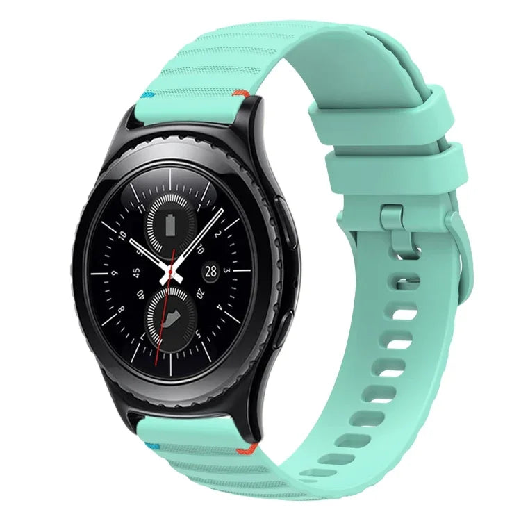 Correia de Relógio em Silicone 20mm com Padrão Ondulado Pontilhado e Costura, para Samsung Galaxy Watch 42mm, para Samsung Gear S2 Classic