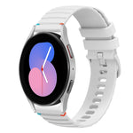 Correia de relógio em silicone com pontos ondulados e costurados de 20mm, para Samsung Galaxy Watch 5 40 / 44mm, para Samsung Galaxy Watch 5 Pro 45mm, para Samsung Galaxy Watch 4 40 / 44mm, para Samsung Galaxy Watch 4 Classic 42 / 46mm