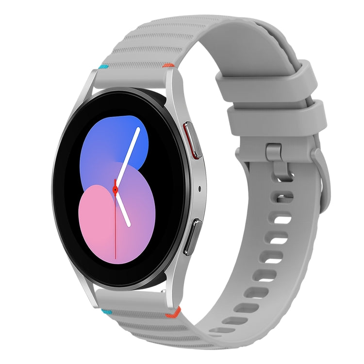 Correia de relógio em silicone com pontos ondulados e costurados de 20mm, para Samsung Galaxy Watch 5 40 / 44mm, para Samsung Galaxy Watch 5 Pro 45mm, para Samsung Galaxy Watch 4 40 / 44mm, para Samsung Galaxy Watch 4 Classic 42 / 46mm