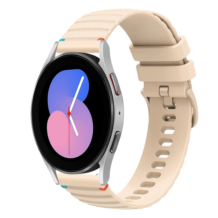 Correia de relógio em silicone com pontos ondulados e costurados de 20mm, para Samsung Galaxy Watch 5 40 / 44mm, para Samsung Galaxy Watch 5 Pro 45mm, para Samsung Galaxy Watch 4 40 / 44mm, para Samsung Galaxy Watch 4 Classic 42 / 46mm